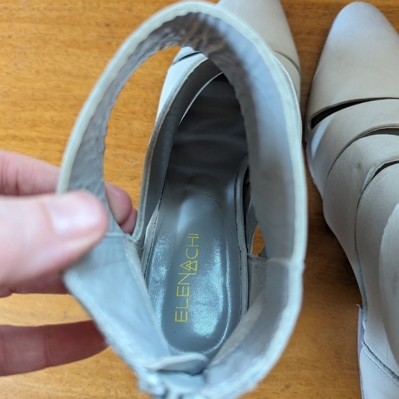 Elana Lachi Leather Western Cut-out Boots Grey Boho - Picture 12 of 16